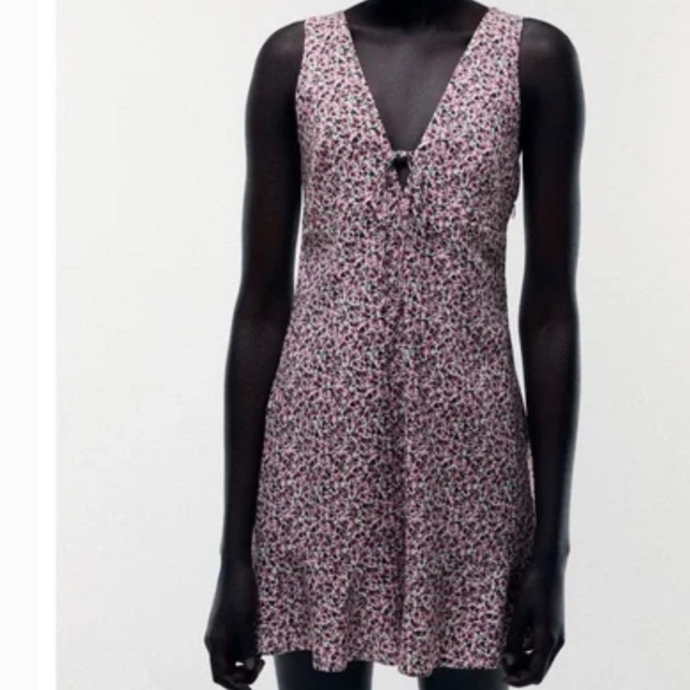 Zara pink floral mini dress